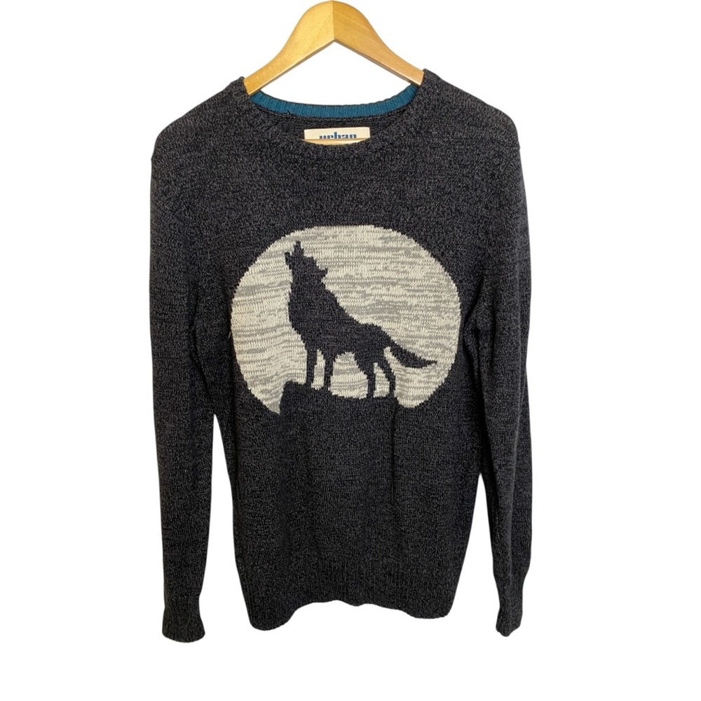 Urban Pipeline Men's Charcoal Wolf Crewneck Sweater